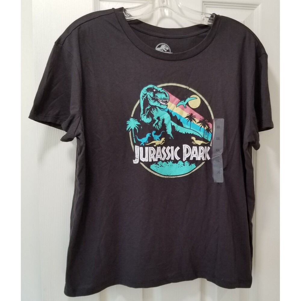 Jurassic Park T-Shirt Men's XXL Black Dinosaur Graphic Tee